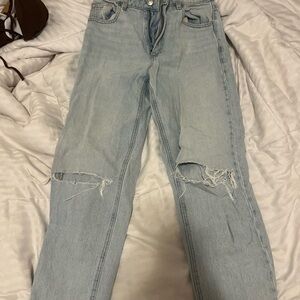 Dynamite Blue Straight Leg Jeans Distressed Style
